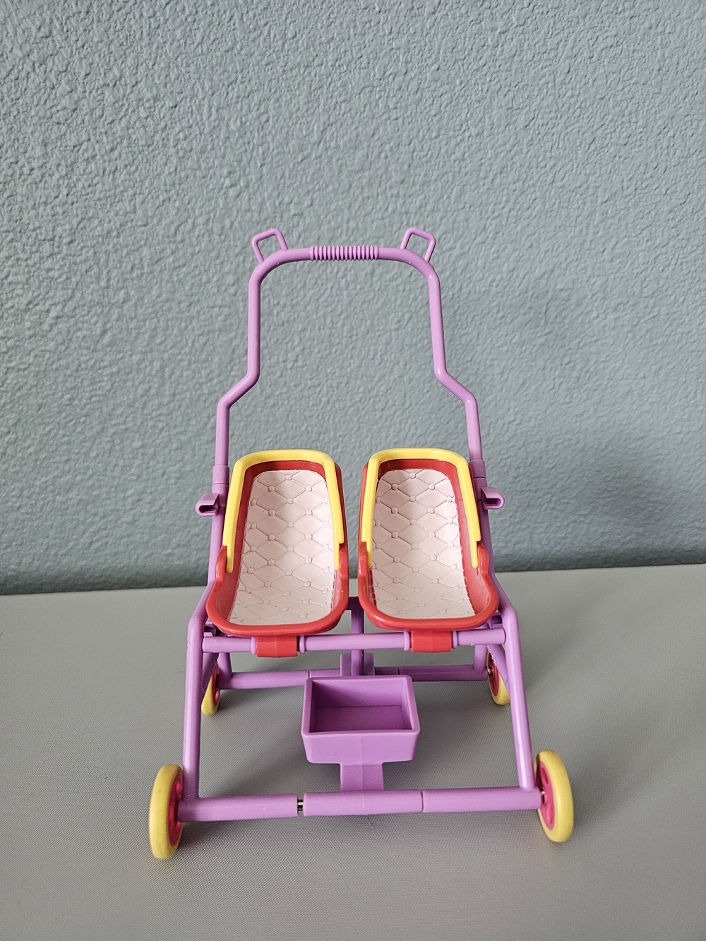 Vintage Barbie Pink & Yellow Double Doll Stroller